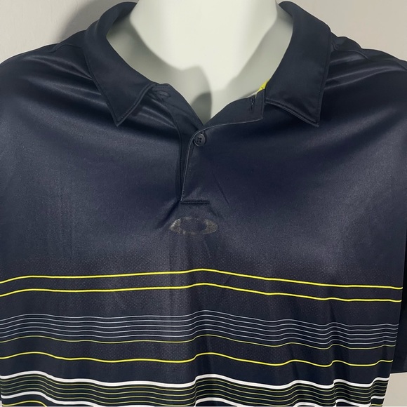 Oakley Men's Polo Shirt, Dark Blue, Striped Design, Size XXL, Regular Fit - Picture 6 of 8